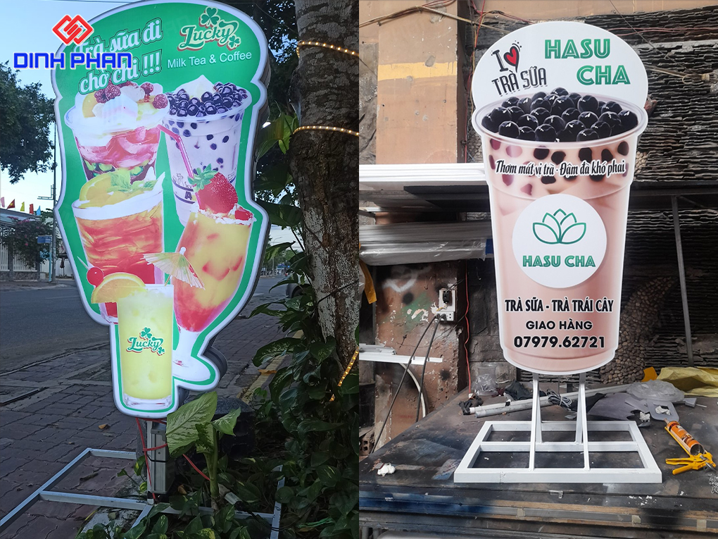 Bảng hiệu đứng quán trà sữa tại Đắk Lắk