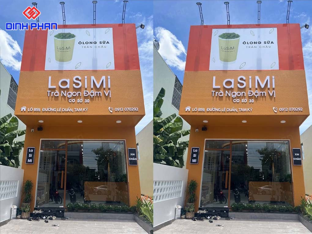 Bảng hiệu tiệm trà sữa LaSiMi  