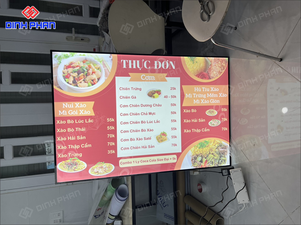 Tranh điện menu quán cơm tại Buôn Ma Thuột
