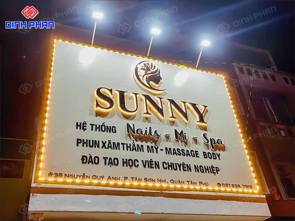 Làm bảng hiệu hộp đèn cho tiệm nail BMT