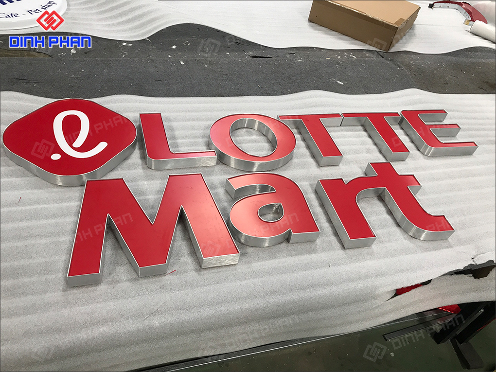 Gia công chữ nhôm Phú Yên chất lượng cao, giá tốt Bảng hiệu cửa hàng Lotte