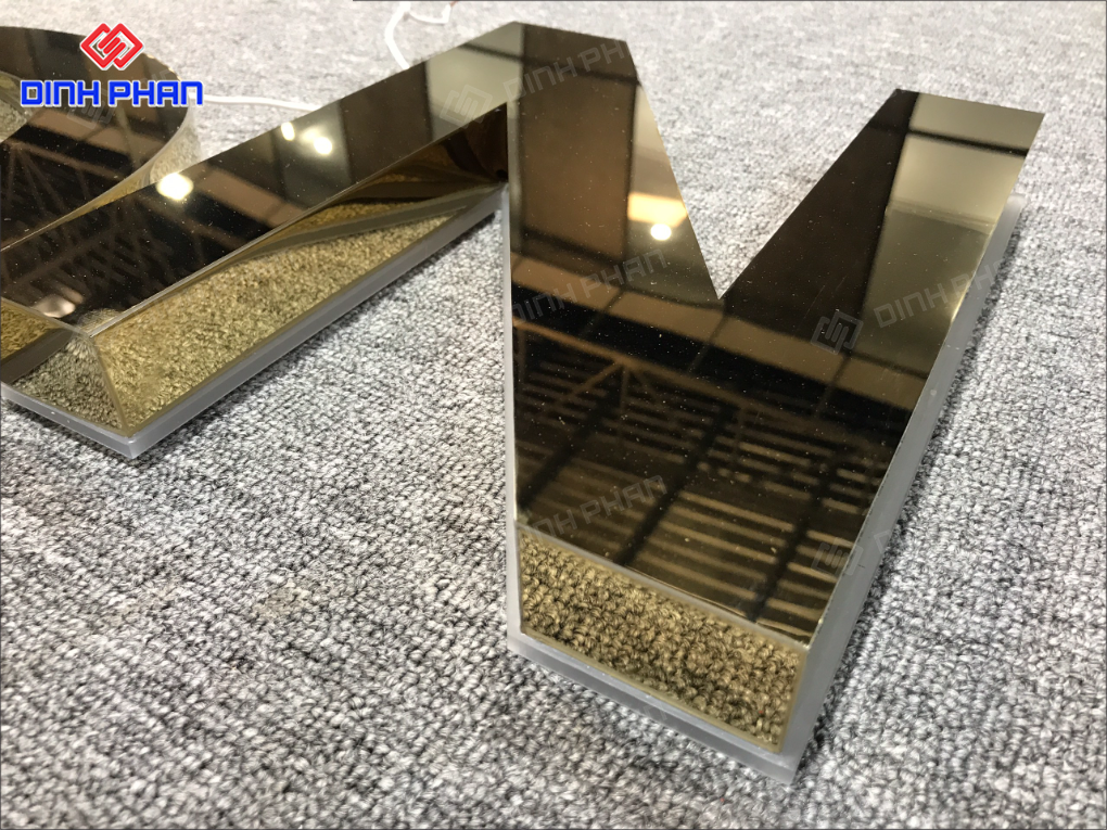 Làm chữ inox vàng gương BMT theo yêu cầu, giá rẻ Làm chữ inox vàng gương BMT
