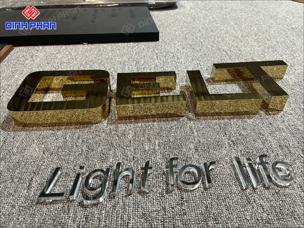 Làm chữ inox vàng gương BMT theo yêu cầu, giá rẻ Làm chữ inox vàng gương BMT