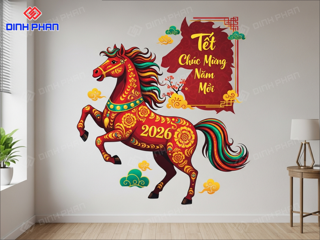 Decal Tết dán tường BMT