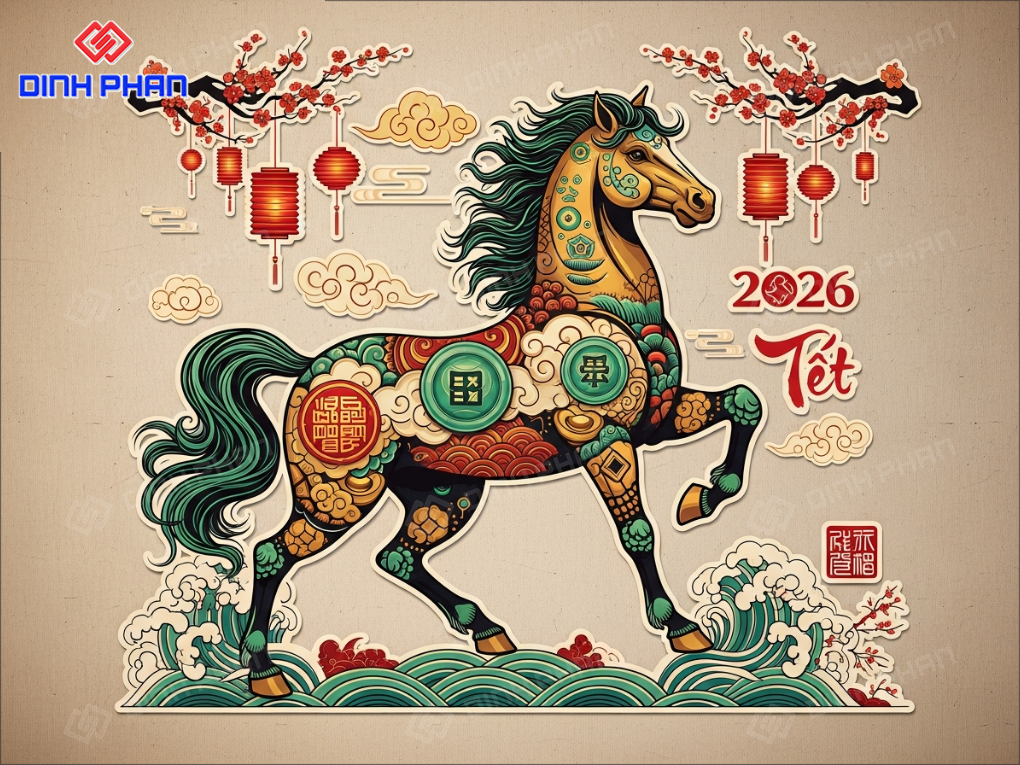 Decal Tết dán tường BMT