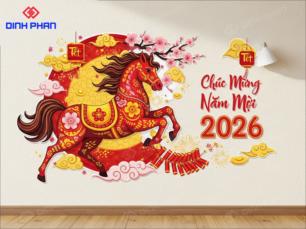 Decal Tết dán tường BMT