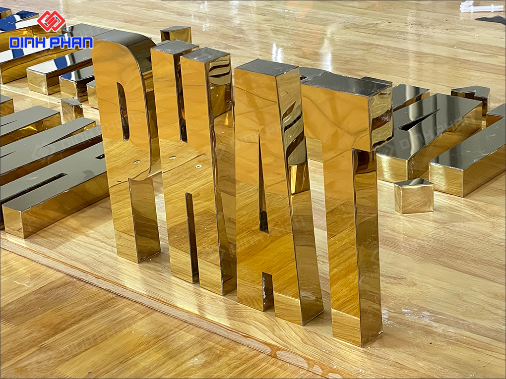 Chữ inox vàng gương