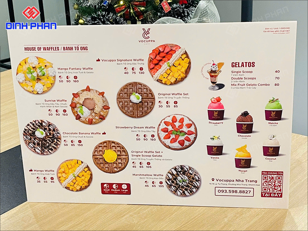Menu cà phê in ấn sắc nét, màu đẹp