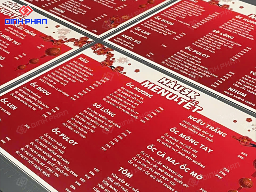 In UV phẳng Khánh Hòa sắc nét, hiện đại In UV menu tết