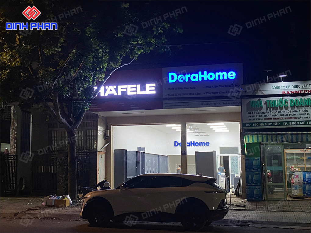 Bảng hiệu mặt dựng alu chữ nhôm nổi