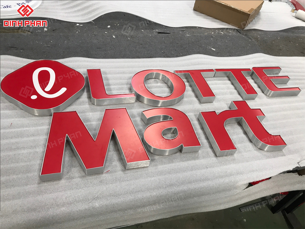 Làm chữ nhôm Đắk Nông bền đẹp, hiện đại Bảng hiệu cửa hàng Lotte