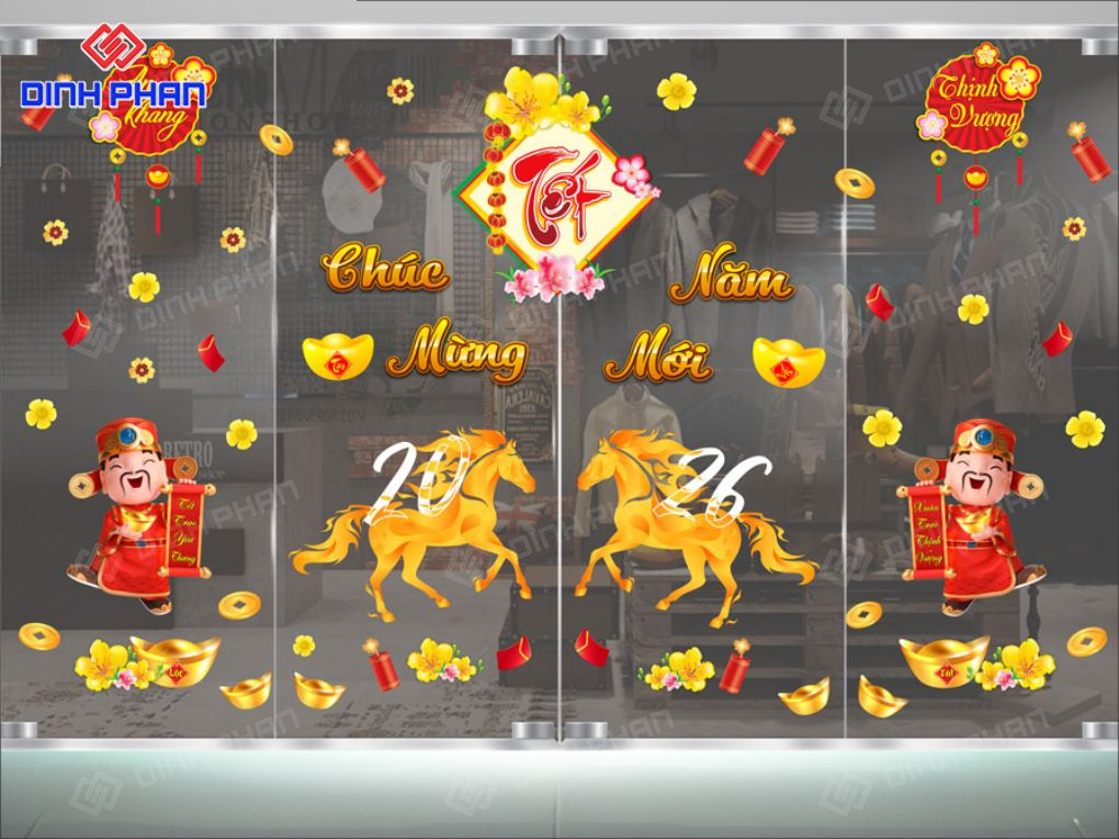 decal Tết dán kính BMT