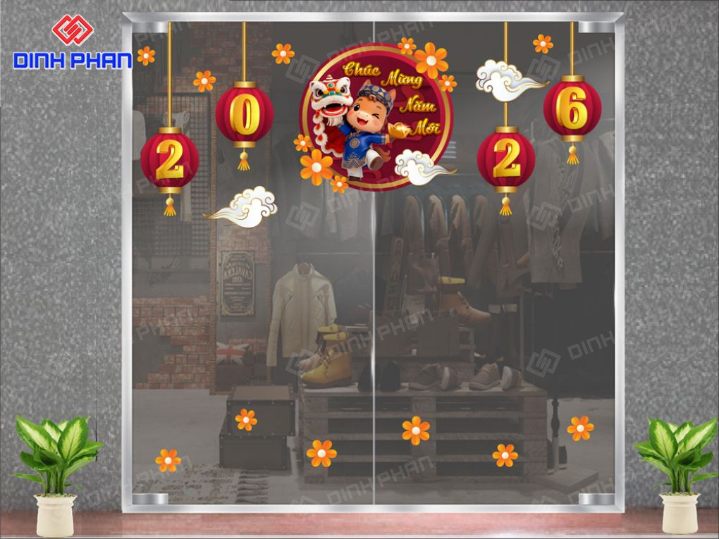decal Tết dán kính BMT