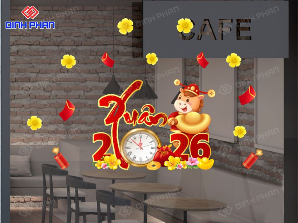 decal Tết dán kính BMT