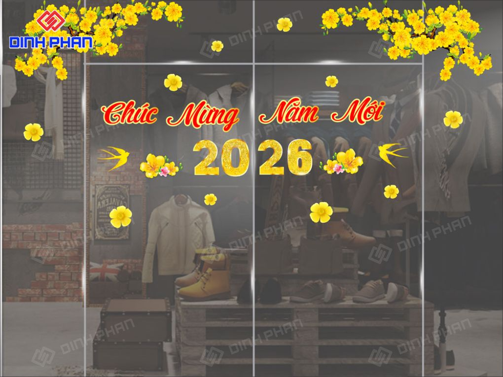 decal Tết dán kính BMT