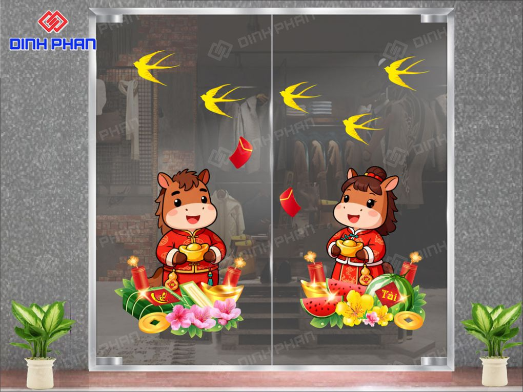 decal Tết dán kính BMT