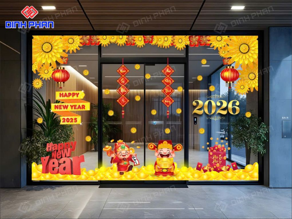 decal Tết dán kính BMT