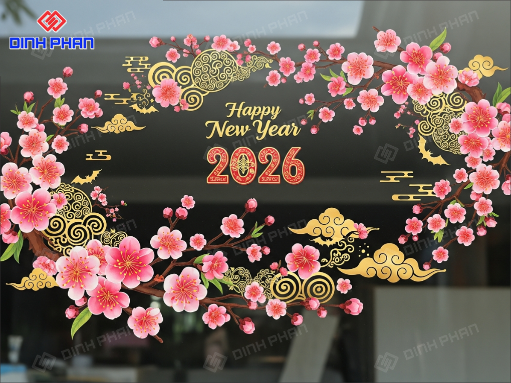 decal Tết dán kính BMT
