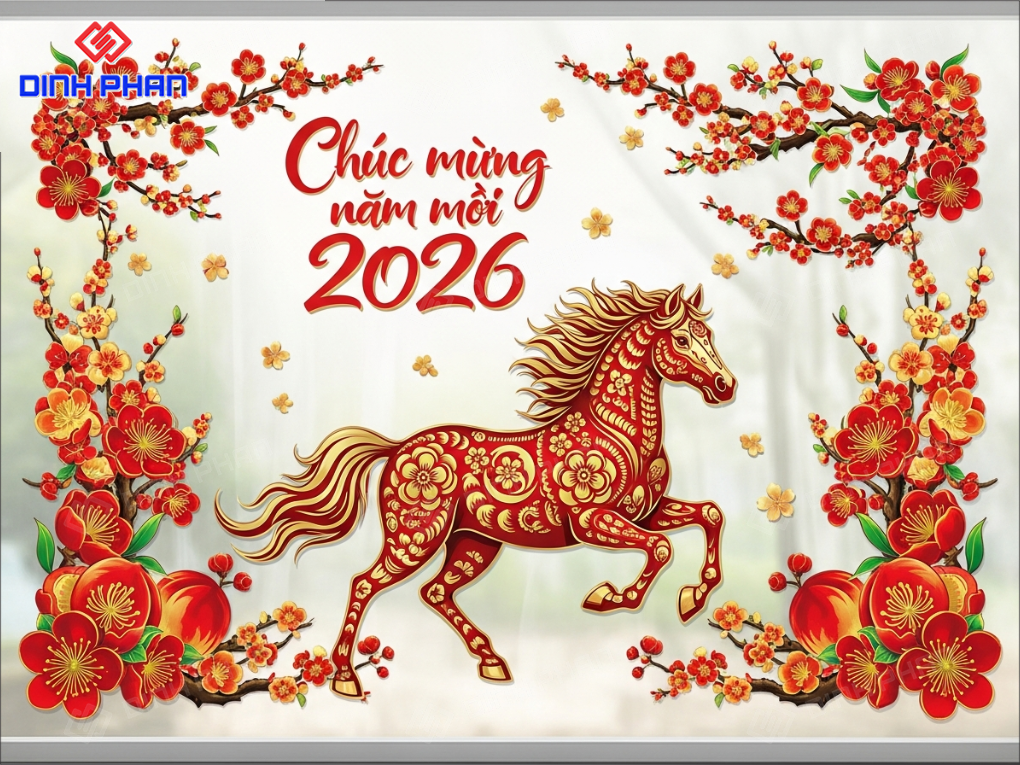 decal Tết dán kính BMT