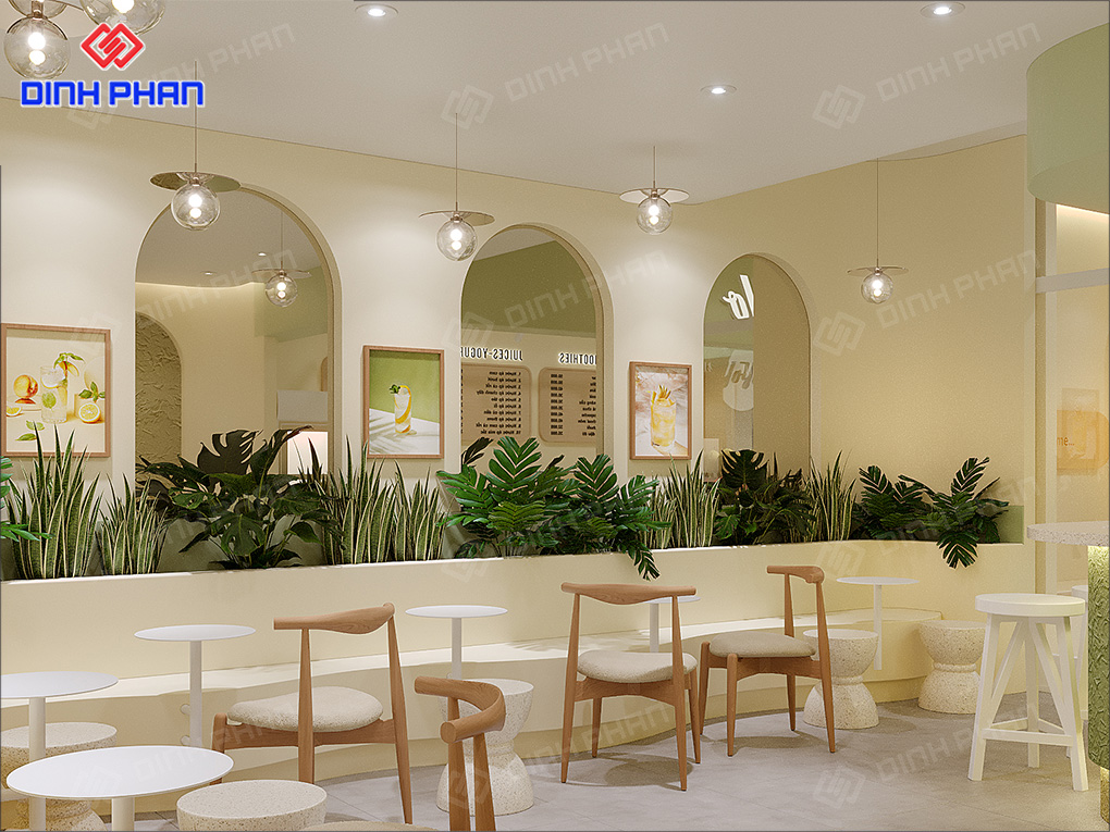 Nội thất quán cà phê tối giản 