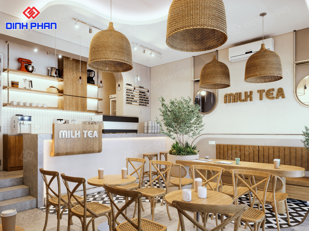 Thiết kế quán trà sữa BMT đẹp, hiện đại, tối ưu chi phí Thiết kế quán trà sữa BMT đẹp, hiện đại, tối ưu chi phí